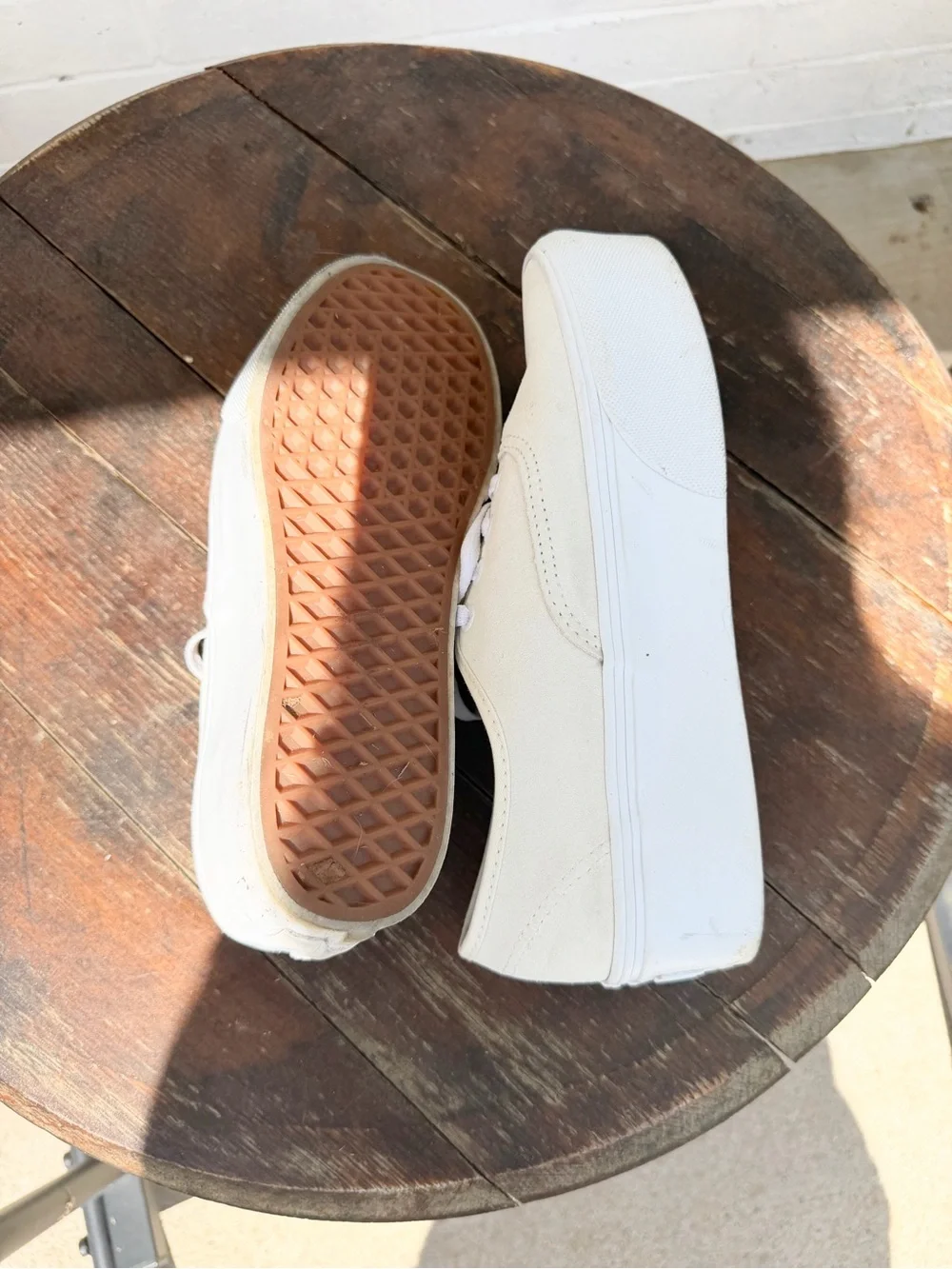 Women's Vans Cream Platform Canvas Sneakers